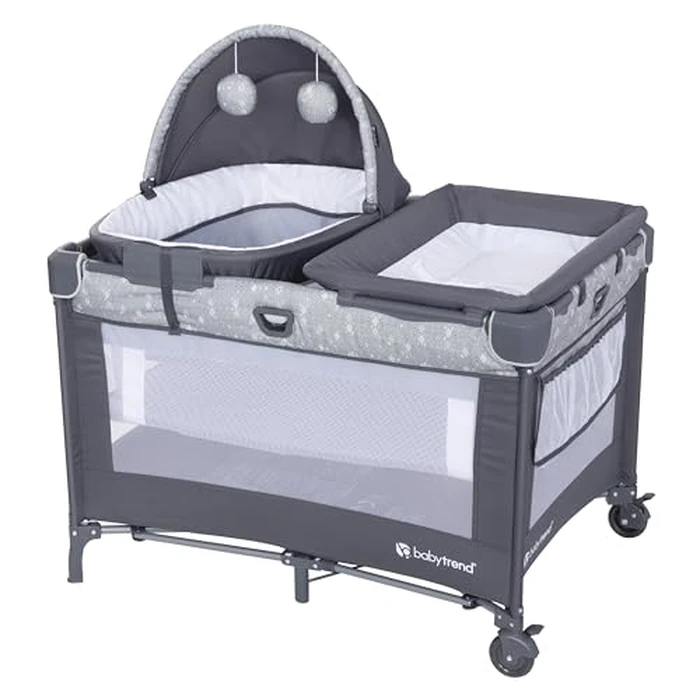 Baby Trend Nursery Den Playard with Snooze Pod and Flip Over Changer, Diamond Sage by Baby Trend - Image 1
