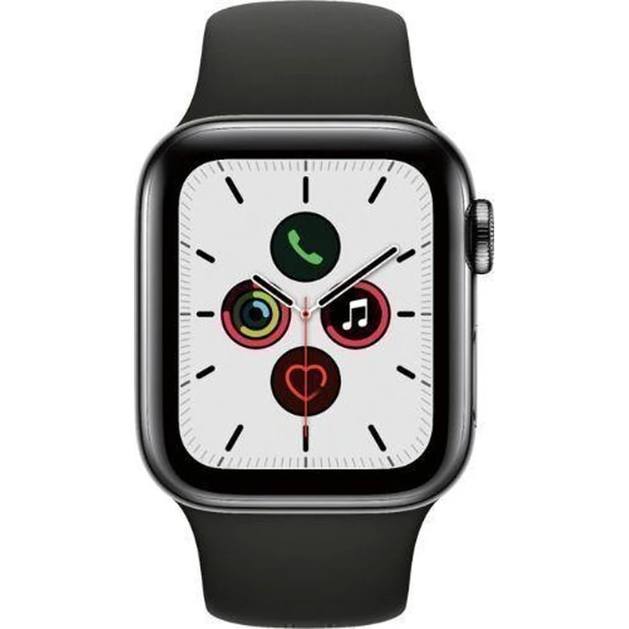 Apple Watch Series 5 (Cellular + GPS) - 32GB - 44mm - Space Grey Stainless Steel Case with Black Rubber Sport Band by Apple - Image 1
