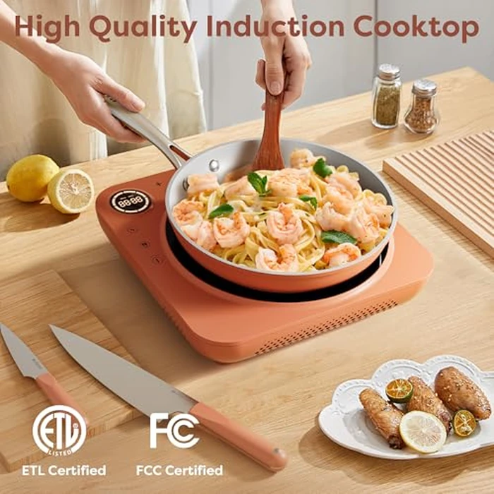 CIARRA CATIH1A-O Portable Induction Cooktop, Slim Single Electric Countertop Burner with Sensor Touch and Digital time, Orange by CIARRA - Image 3