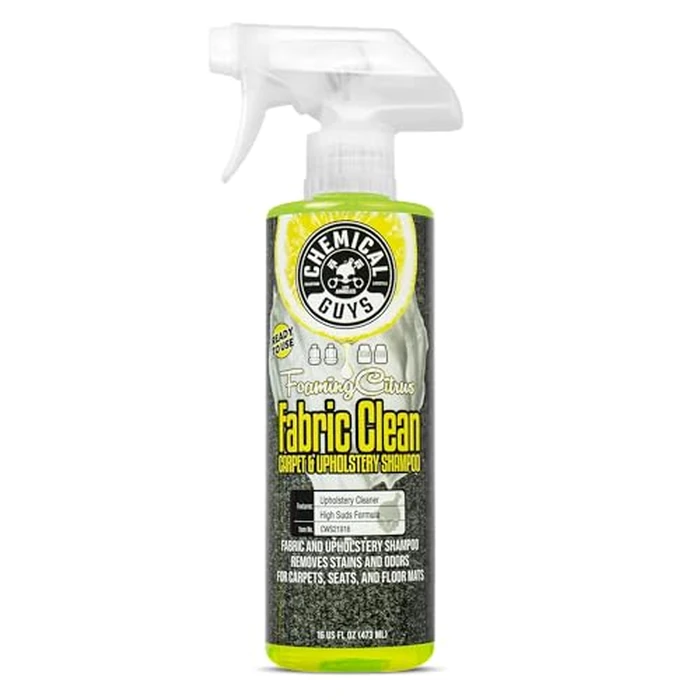 Chemical Guys Foaming Citrus Fabric Clean Carpet & Upholstery Cleaner - Car Carpet Cleaner Spray for Seats and Floor Mats, Removes Stains &Odors, Safe for Cars, Home and Office, 16 oz Citrus Scent by Chemical Guys - Used - Like New condition - US$8.99