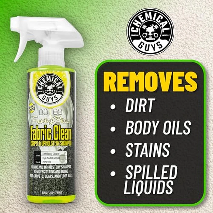 Chemical Guys Foaming Citrus Fabric Clean Carpet & Upholstery Cleaner - Car Carpet Cleaner Spray for Seats and Floor Mats, Removes Stains &Odors, Safe for Cars, Home and Office, 16 oz Citrus Scent by Chemical Guys - Image 2