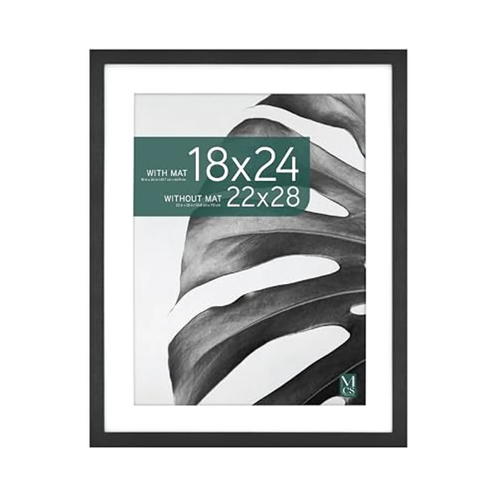 MCS Studio Gallery 22x28 Matted Poster Frame with 18x24 Picture Display, Black Woodgrain Engineered Wood Vertical & Horizontal Wall Hanging Large Picture Frame for Photos, Posters & Art Prints (1-Pack) by MCS - Used - Like New condition - US$28.74