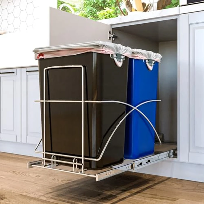 Home Zone Living 15.3 Gallon Pull Out Dual Trash Can for Recycling and Trash, Under Cabinet Design, 58 Liter Total Capacity by Home Zone Living - Image 7