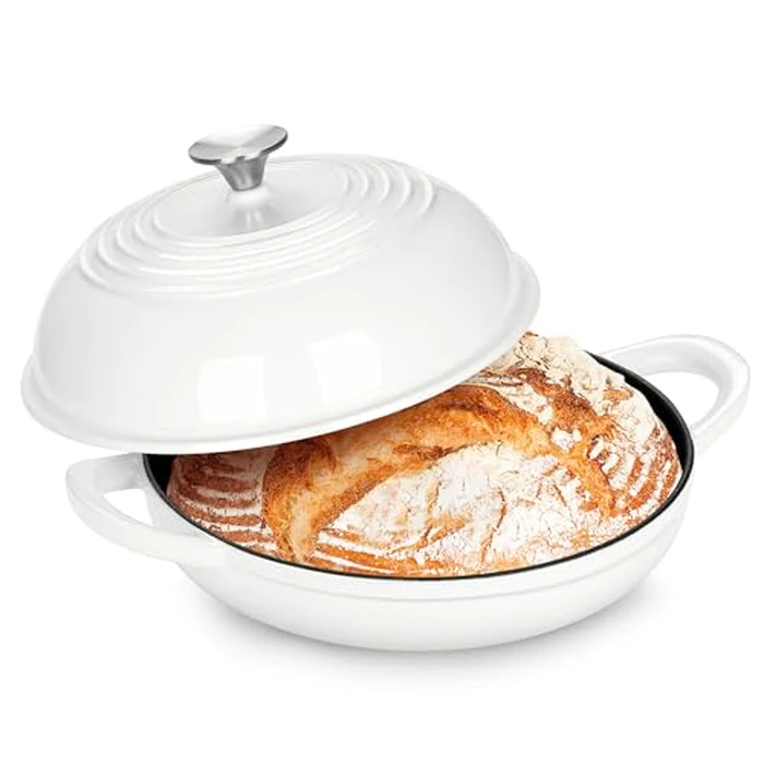 P&P CHEF Bread Dutch Oven for Sourdough, 5.5 Quart Enameled Cast Iron Dutch Oven Pot with Lid for Homemade Bread Baking, Easy to Clean & Even Heat, White by P&P CHEF - Image 1
