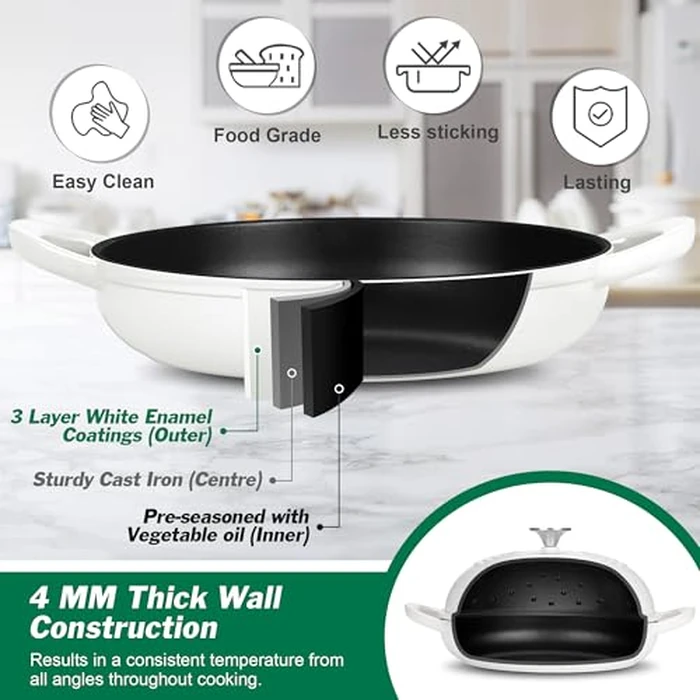 P&P CHEF Bread Dutch Oven for Sourdough, 5.5 Quart Enameled Cast Iron Dutch Oven Pot with Lid for Homemade Bread Baking, Easy to Clean & Even Heat, White by P&P CHEF - Image 4