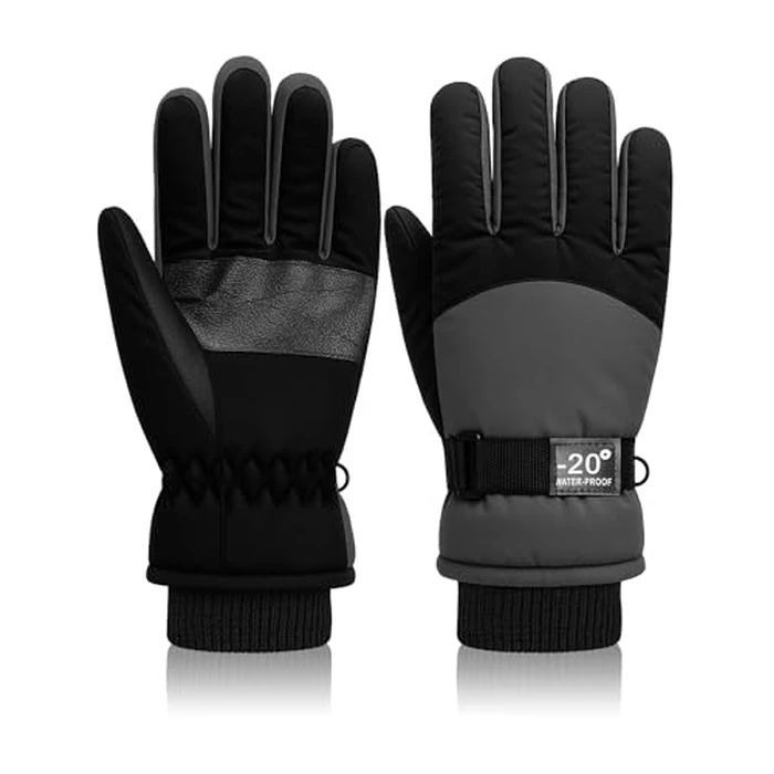 Geyoga Kids Waterproof Winter Snow Ski Gloves for Boy Girl Outdoor Warm Thickening Snowboard Gloves(6-10 Years,Gray) by Geyoga - Image 2