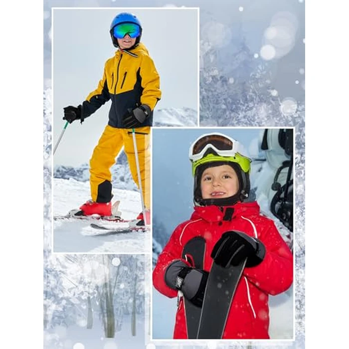Geyoga Kids Waterproof Winter Snow Ski Gloves for Boy Girl Outdoor Warm Thickening Snowboard Gloves(6-10 Years,Gray) by Geyoga - Image 5