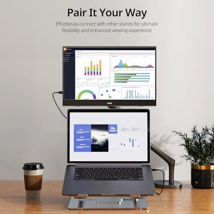 MNN Portable Monitor 15.6inch FHD 1080P USB C HDMI Gaming Ultra-Slim IPS Display w/Smart Cover & Speakers,HDR Plug&Play, External Monitor for Laptop PC Phone Mac (15.6'' 1080P) by MNN - Image 6