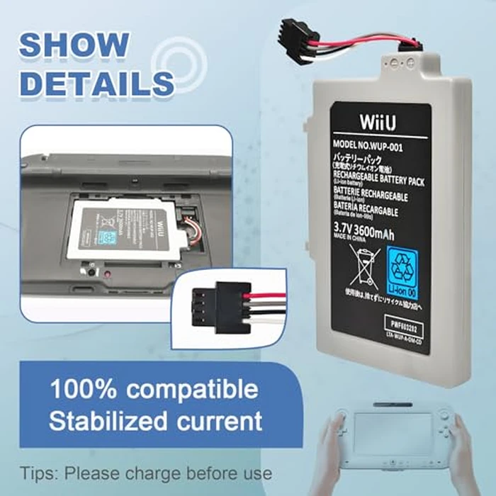 ROYEUEU for Wii U Gamepad Battery Replacement - Compatible with Nintendo Wiiu Game Pad WUP-012 WUP-010 Gameplay Controller Battery Pack 3600mah by ROYEUEU - Used - Like New condition