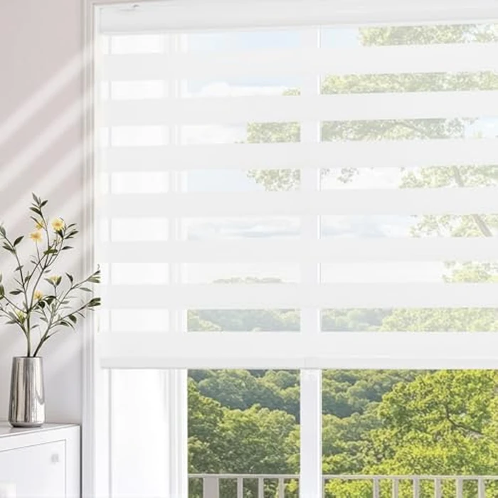 MNBANHGO Zebra Blinds for Windows, Cordless Window Shades, Free-Stop Light Filtering Roller Windows Shades, Roller Indoor Blinds for Kitchen Bathroom Windows, 31"W x 72"H in (79W cm x 183H cm), White by MNBANHGO - Used - Very Good condition