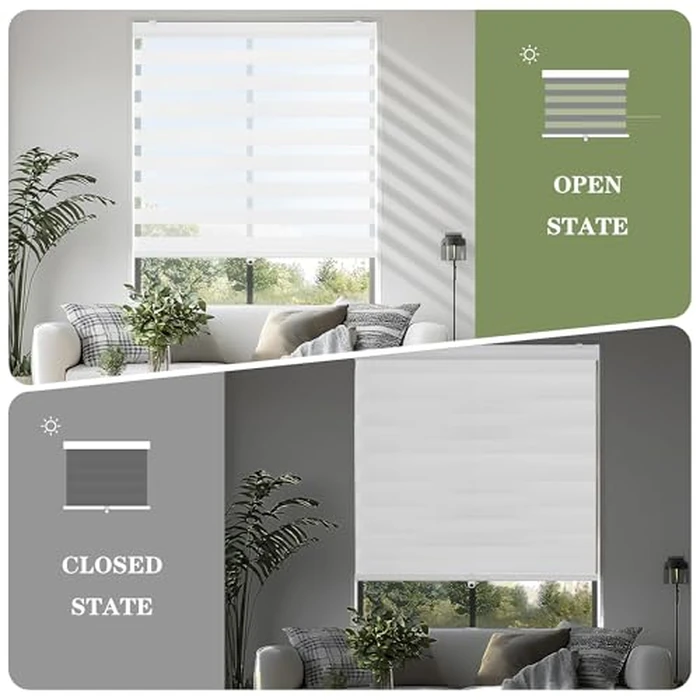 MNBANHGO Zebra Blinds for Windows, Cordless Window Shades, Free-Stop Light Filtering Roller Windows Shades, Roller Indoor Blinds for Kitchen Bathroom Windows, 31"W x 72"H in (79W cm x 183H cm), White by MNBANHGO - Image 4