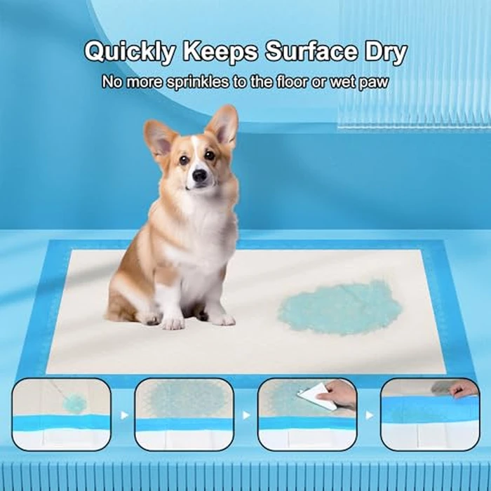 Gardner Pet Ultra Absorbent Thicker Dog Pee Pads Extra Large XL 28"x37" Leak-Proof Odor-Control Blue Puppy Training Pads Full Edge-Wrapping Pad for Dogs Dogs, Puppies, Doggie, Cats, Rabbits - 50 Ct by Gardner Pet - Image 5