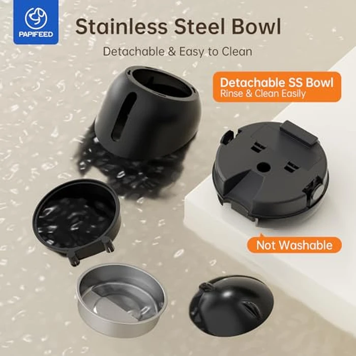 PAPIFEED Automatic Cat Feeder with App Control, 2.4G WiFi Auto Cat Food Dispenser, 3L Cat Feeder Automatic with Dual Power Supply, Easy-Clean Design for Cats & Small Dogs (Black) by PAPIFEED - Image 6