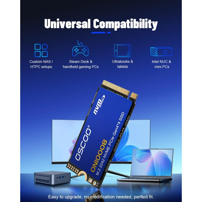 OSCOO 512GB M.2 2242 Gen4x4 NVMe PCIe SSD, Up to 4800MB/s Read, 3D NAND, Compact SSD for Ultrabooks, Laptops, Intel NUC, Lenovo ThinkPad, Dell Latitude, HP EliteBook, Mini PCs, Embedded Systems by OSCOO - Image 6