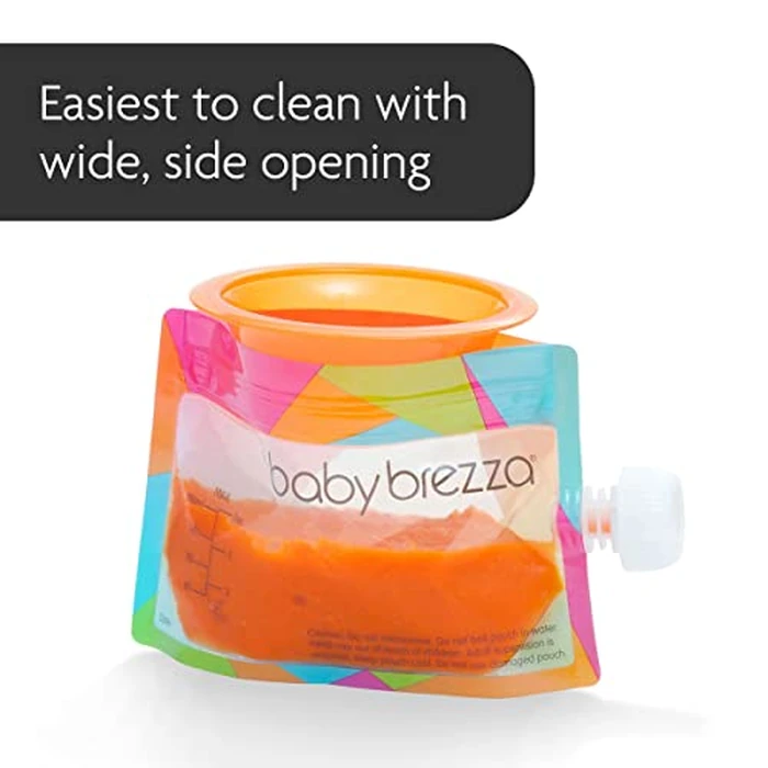 Baby Brezza Reusable Baby Food Storage Pouches, 10 Pack 7oz - Make Organic Food Puree for Kids or Toddlers and Store in Refillable Squeeze Pouches, Bulk Set is Freezer Safe & Washable by Baby Brezza - Image 4