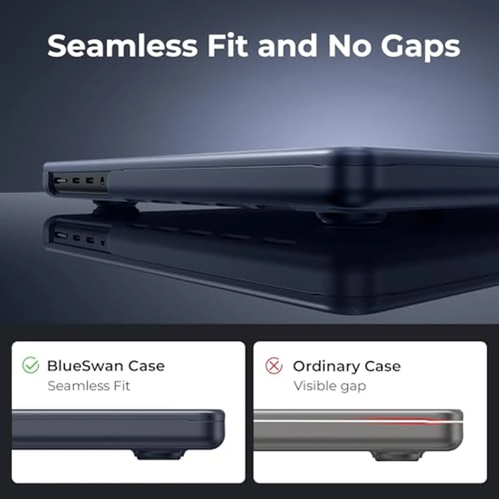 BlueSwan Matte Case for MacBook Pro 14 M5 2025 2024-2021 M4 M3 M2 M1 Pro/Max, Compatible A3434 A3401 A3112 A2992 A2918 A2779 A2442, Hard Shell Protective Cover, Matte Midnight by BlueSwan - Image 5