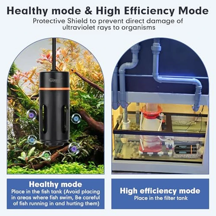 hygger Aquarium U-V Light with Timer, 360 degrees Protective Shield Clean Light for Green Water and Algae Clean, Mini Algae Control Lamp for Freshwater and Saltwater Tank (3W for 5-25 Gallon) by hygger - Image 5