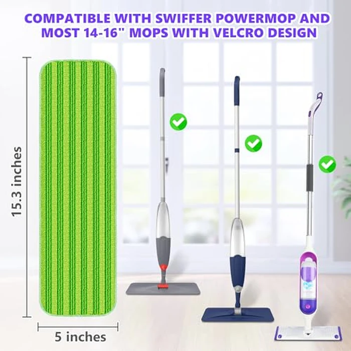 Reusable Mop Pads Compatible with Swiffer PowerMop, Microfiber Mop Pads Refills Mop Heads Replacement for Swiffer Mop Spray Mop Floor Mop, Washable Reusable Floor Mopping Refills, 6 Pack by TINA&TONY - Image 5
