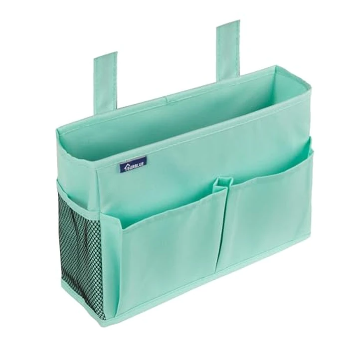 Surblue Bedside Caddy Hanging Bed Organizer Storage Bag Pocket for Bunk and Hospital Beds, College Dorm Rooms Baby Bed Rails,Camp 4 Pockets and 2 Hooks (Green) by Surblue - Used - Very Good condition