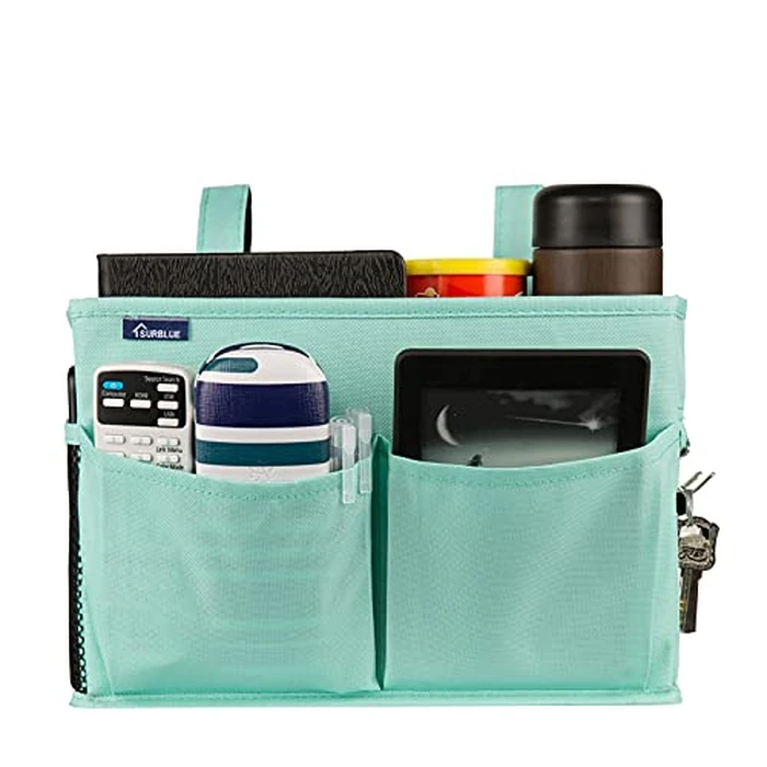 Surblue Bedside Caddy Hanging Bed Organizer Storage Bag Pocket for Bunk and Hospital Beds, College Dorm Rooms Baby Bed Rails,Camp 4 Pockets and 2 Hooks (Green) by Surblue - Image 4