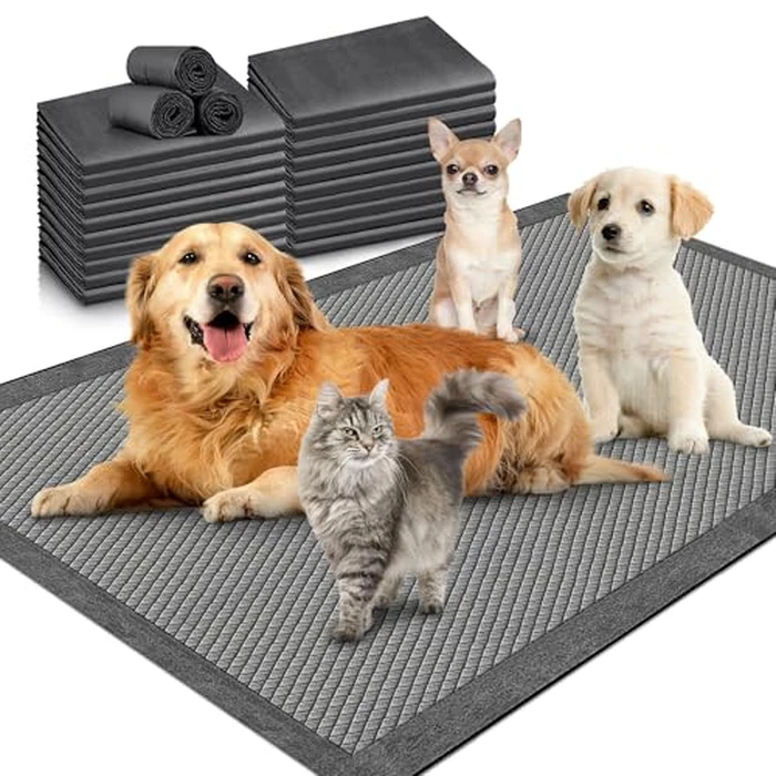Gimars XXXL 31"x47" 40 Counts Odor-Control Charcoal Pee Pads for Dogs, Super-Absorbent and Leak-Proof Pet Training Pee Pads, Disposable Charcoal Puppy Pads Suitable for Dogs, Cats and Rabbits by Gimars - Used - Like New condition - US$36.98