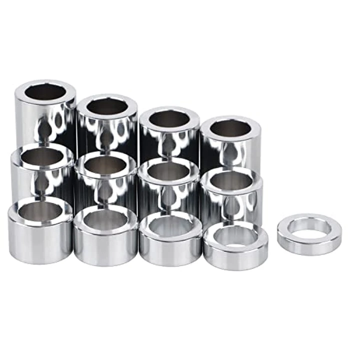 XMMT Chrome 13PCS Wheel Axle Spacer Kit I.D. 3/4" (0.75) - O.D. 1-1/8" (1.125) CNC Aluminum Compatible with Harley Bobbers Choppers Dyna Softail Touring Electra Glide Sportster 883 1200 by XMMT - Used - Very Good condition