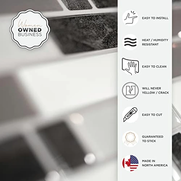 Smart Tiles Peel and Stick backsplash tiles, Crescendo Black/White, 4 Wall Panels (9,72"x9,36") for Kitchen Backsplash & Bathroom Vanity - Canadian Made Peel and Stick Tiles for Home Decor by Smart Tiles - Image 5