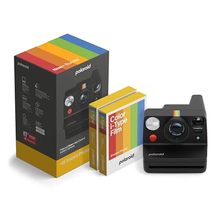Polaroid Now+ 3rd Generation I-Type Instant Camera + Film Bundle - Now+ Bluetooth App Controlled Black Camera + 16 Color Photos (6562) by Polaroid - Used - Very Good condition