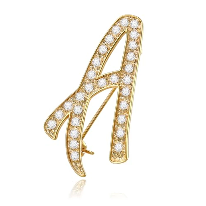 Cicy Bell A-Z Initial 26 Letter Brooch Pins 18k Gold Plated Cubic Zirconia Breastpin Name Personalized Gifts for Women Men by Cicy Bell - Used - Like New condition - US$14.87