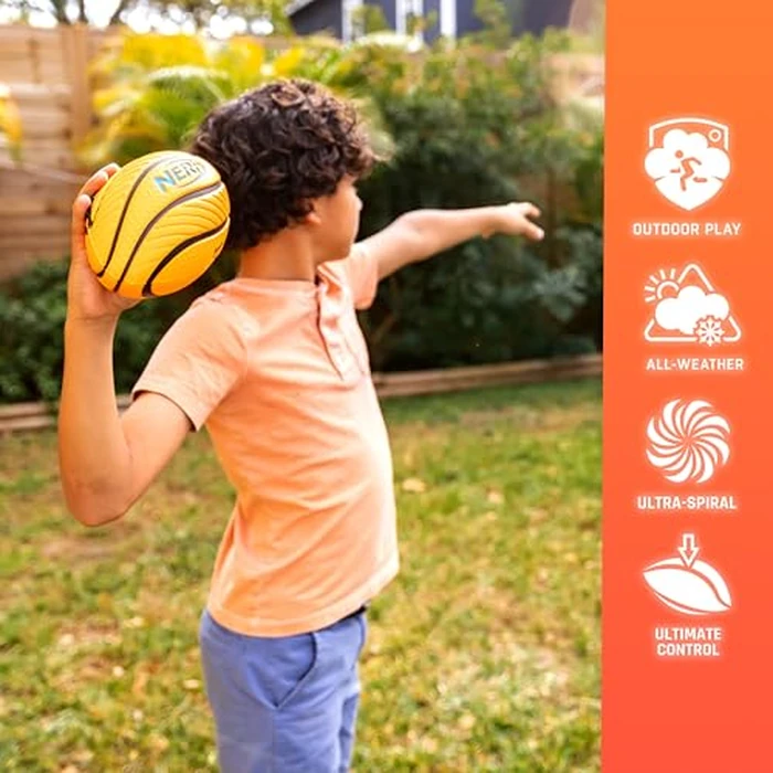 Nerf Kids Foam Football - Spiral Grip Mini Soft Foam Football for Kids - Easy Grip Junior Ball - 8.5" by Nerf - Image 5