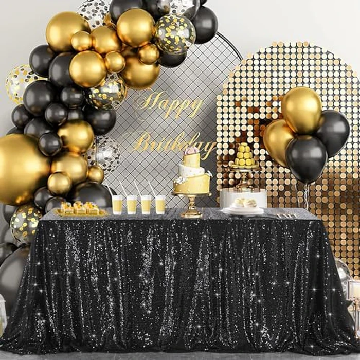 B-Cool 60x102-inch Black Sequin Table Linens Halloween Tablecloth Seamless Glitter Tablecloth Wedding Sequin Tablecloth by B-COOL - Used - Very Good condition - CA$31.82