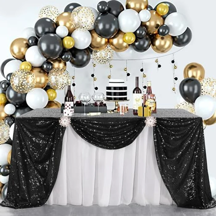 B-Cool 60x102-inch Black Sequin Table Linens Halloween Tablecloth Seamless Glitter Tablecloth Wedding Sequin Tablecloth by B-COOL - Image 3