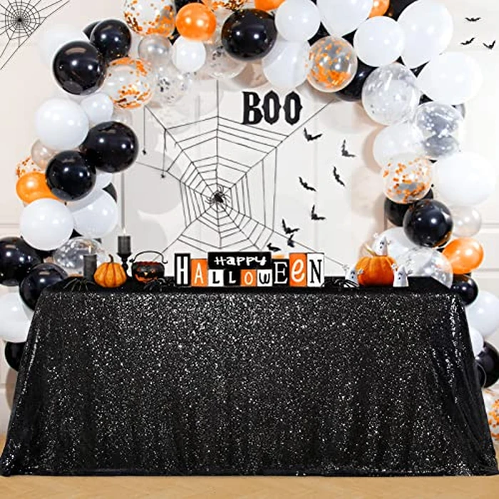 B-Cool 60x102-inch Black Sequin Table Linens Halloween Tablecloth Seamless Glitter Tablecloth Wedding Sequin Tablecloth by B-COOL - Image 8
