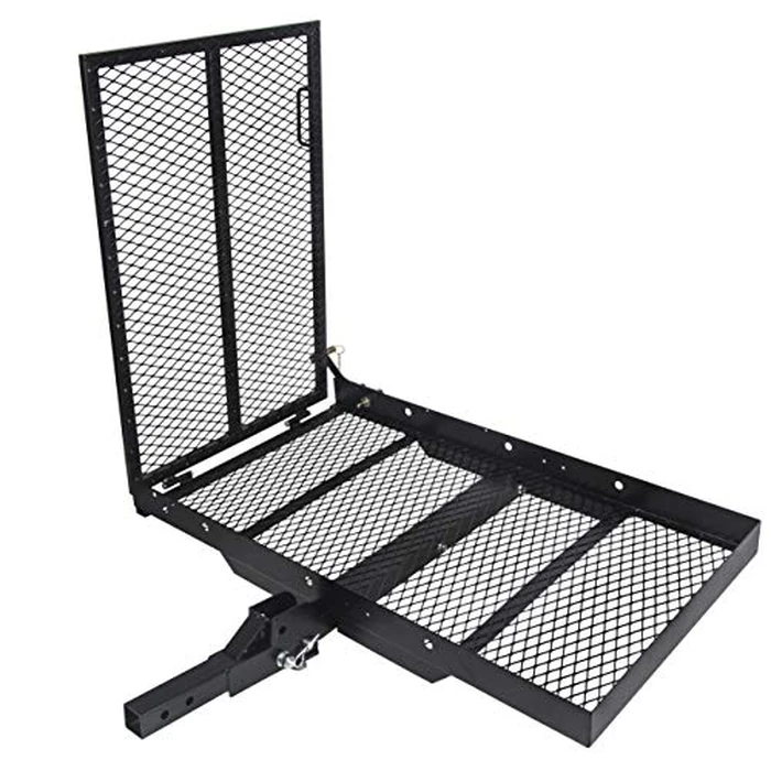 ECOTRIC 46.2 X 26.8 X 38.7 Inch Hitch Cargo Carrier W/Ramp Foldable 500 Lbs Trailer Hitch Mount Steel Wheelchair Carrier Mobility Scooter Ramp 2" Hitch Receiver for Snow Blower SUV Truck Van Car by ECOTRIC - Used - Very Good condition - US$122.08