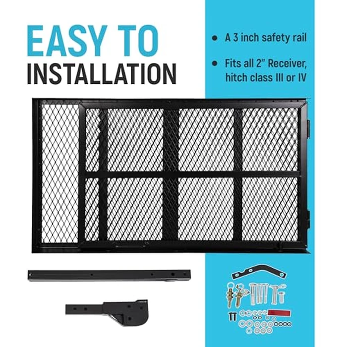 ECOTRIC 46.2 X 26.8 X 38.7 Inch Hitch Cargo Carrier W/Ramp Foldable 500 Lbs Trailer Hitch Mount Steel Wheelchair Carrier Mobility Scooter Ramp 2" Hitch Receiver for Snow Blower SUV Truck Van Car by ECOTRIC - Image 7