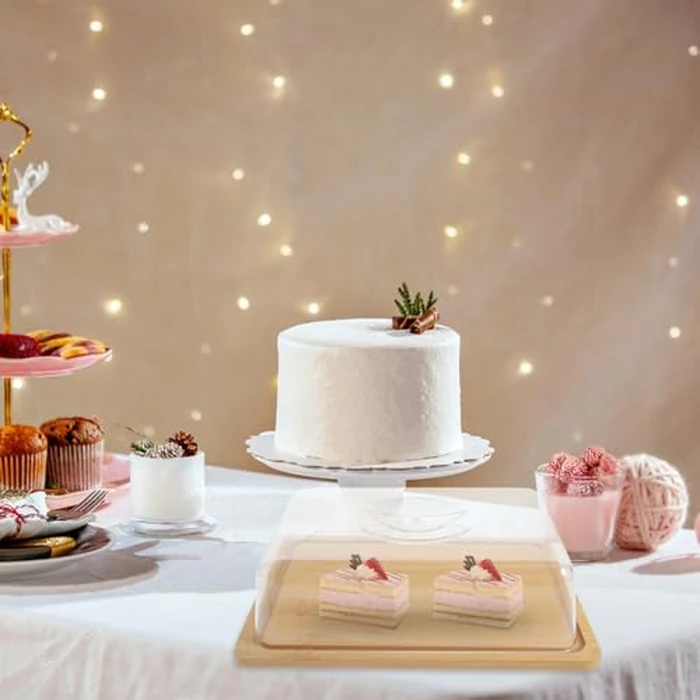 Cabilock Clear Acrylic Cake Stand with Dome Lid 9.44X7.28 Inch Rectangle Cake Plate for Home Kitchen Bakery Display and Party Use by Cabilock - Image 8