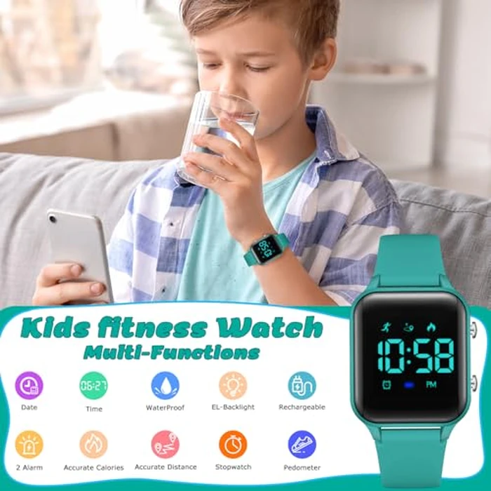 L LAVAREDO Waterproof Kids Digital Watches for Boys Girls,Sport Watch with Pedometer Stopwatch Vibration Alarm for Ages 5-13,No App Fitness Tracker Watch for Kids Teens Birthday Christmas Gifts by L LAVAREDO - Image 5