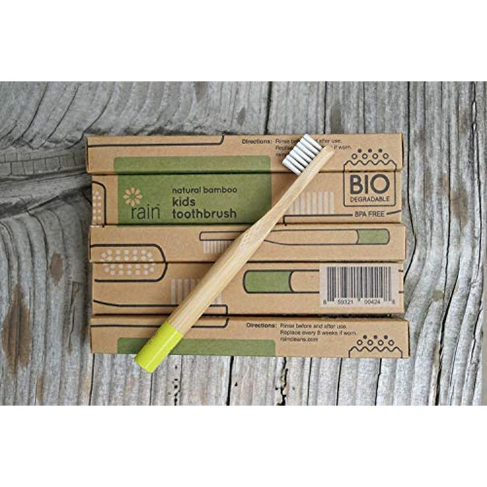 Rain Organic Bamboo Baby Kids Toothbrush - 100% Safe Infant Toddler Toothbrush 6 to 12 Months and Up, Natural BPA-Free Biodegradable Wood Extra Soft Bristles Children's Dental Care (3 Pack) by Rain - Image 8