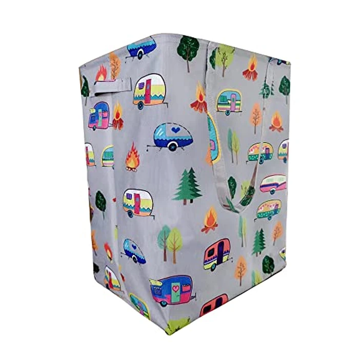 Kay&J Collapsible 60L Laundry Hamper, Slim and Tall Laundry Basket, Long Handles for Portability, Great for Home and Camper Use, Camper Gift RV Travel Trailer Camper Decor Accessories by Kay&J - Used - Like New condition