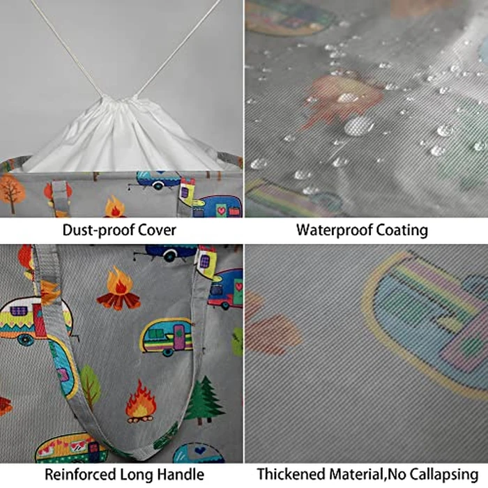 Kay&J Collapsible 60L Laundry Hamper, Slim and Tall Laundry Basket, Long Handles for Portability, Great for Home and Camper Use, Camper Gift RV Travel Trailer Camper Decor Accessories by Kay&J - Image 5