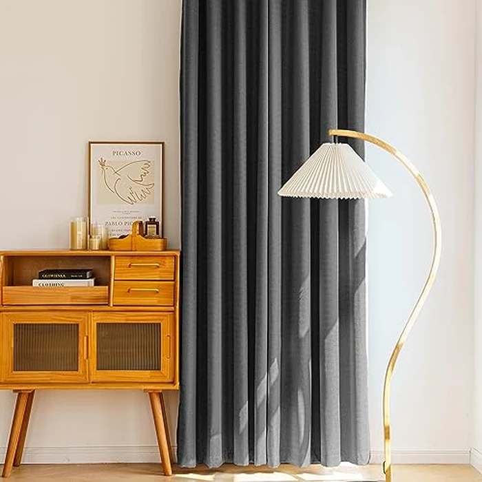 GRALI-DECOR 100% Blackout Lined Curtains with Zig Zag Texture, 2 Layer Soundproof Drapes Energy Smart Full Shading Living Room Window Treatment, W 52 x L 84 inches, Dark Grey, 1 Pair by GRALI-DECOR - Image 4