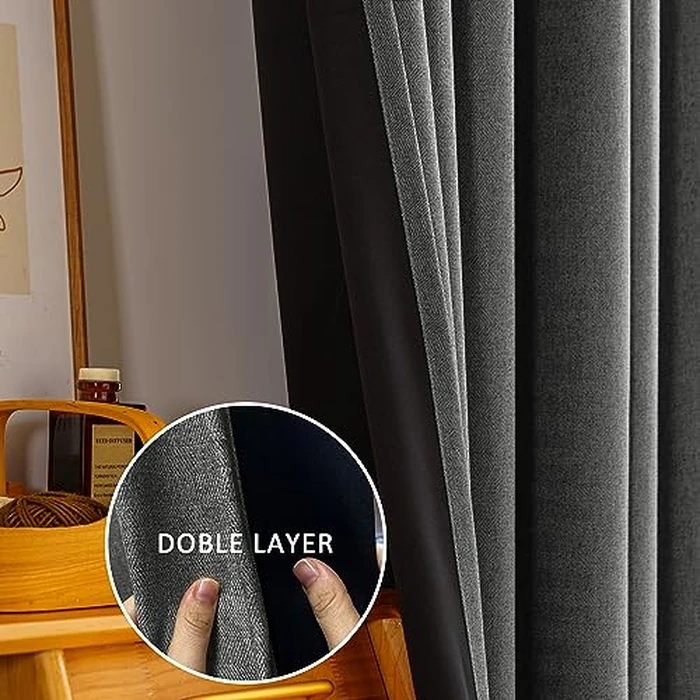 GRALI-DECOR 100% Blackout Lined Curtains with Zig Zag Texture, 2 Layer Soundproof Drapes Energy Smart Full Shading Living Room Window Treatment, W 52 x L 84 inches, Dark Grey, 1 Pair by GRALI-DECOR - Image 5