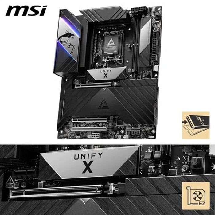 MSI MEG Z890 Unify-X Motherboard, ATX - Supports Intel Core Ultra Processors (Series 2), LGA 1851-110A SPS, DDR5 Memory (9600+ MT/s OC), PCIe 5.0 & 4.0 x16, M.2 Gen5, Thunderbolt 4, Wi-Fi 7, 5G LAN by MSI - Image 3