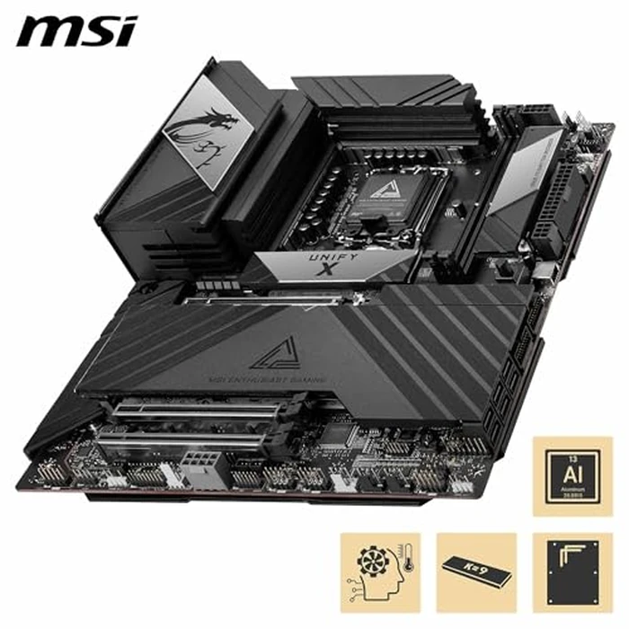 MSI MEG Z890 Unify-X Motherboard, ATX - Supports Intel Core Ultra Processors (Series 2), LGA 1851-110A SPS, DDR5 Memory (9600+ MT/s OC), PCIe 5.0 & 4.0 x16, M.2 Gen5, Thunderbolt 4, Wi-Fi 7, 5G LAN by MSI - Image 4