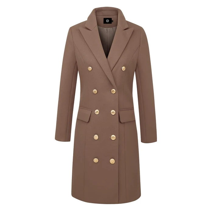 IDEALSANXUN Womens Fall Winter Wool Coats Double Breasted Midi Peacoat Trench Coats(Dark Khaki, S) by IDEALSANXUN - Image 4