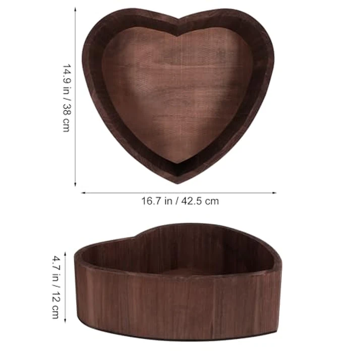 Abaodam Heart-Shaped Baby Photography Basket Wooden Posing Prop 17.12X15.74X4.84In Newborn Photo Studio Accessory by Abaodam - Image 2