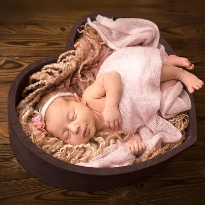 Abaodam Heart-Shaped Baby Photography Basket Wooden Posing Prop 17.12X15.74X4.84In Newborn Photo Studio Accessory by Abaodam - Image 6