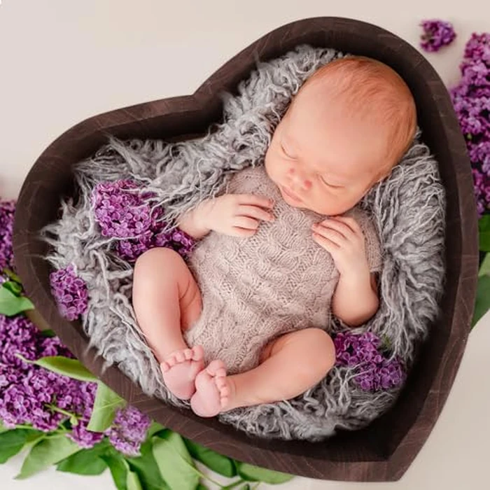 Abaodam Heart-Shaped Baby Photography Basket Wooden Posing Prop 17.12X15.74X4.84In Newborn Photo Studio Accessory by Abaodam - Image 7