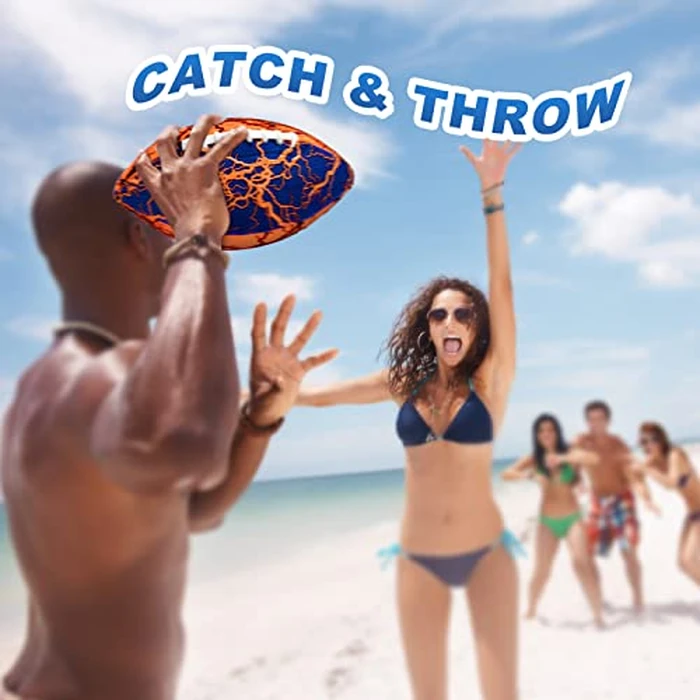 Jasonwell Pool Beach Water Football - 2Pack Strong Grip Waterproof Football for All-Weather Play Pool Toys Beach Games Outdoor Sports Toy Christmas Birthday Gifts for Kids Boys Teens Adults (ORN&BU) by Jasonwell - Image 3