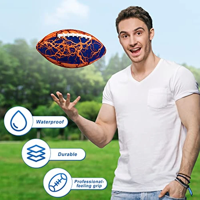 Jasonwell Pool Beach Water Football - 2Pack Strong Grip Waterproof Football for All-Weather Play Pool Toys Beach Games Outdoor Sports Toy Christmas Birthday Gifts for Kids Boys Teens Adults (ORN&BU) by Jasonwell - Image 4